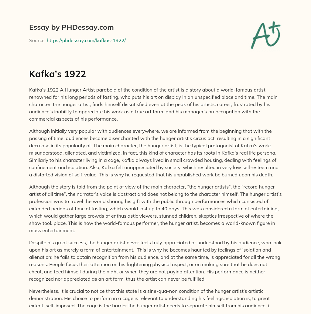 Kafka’s 1922 essay