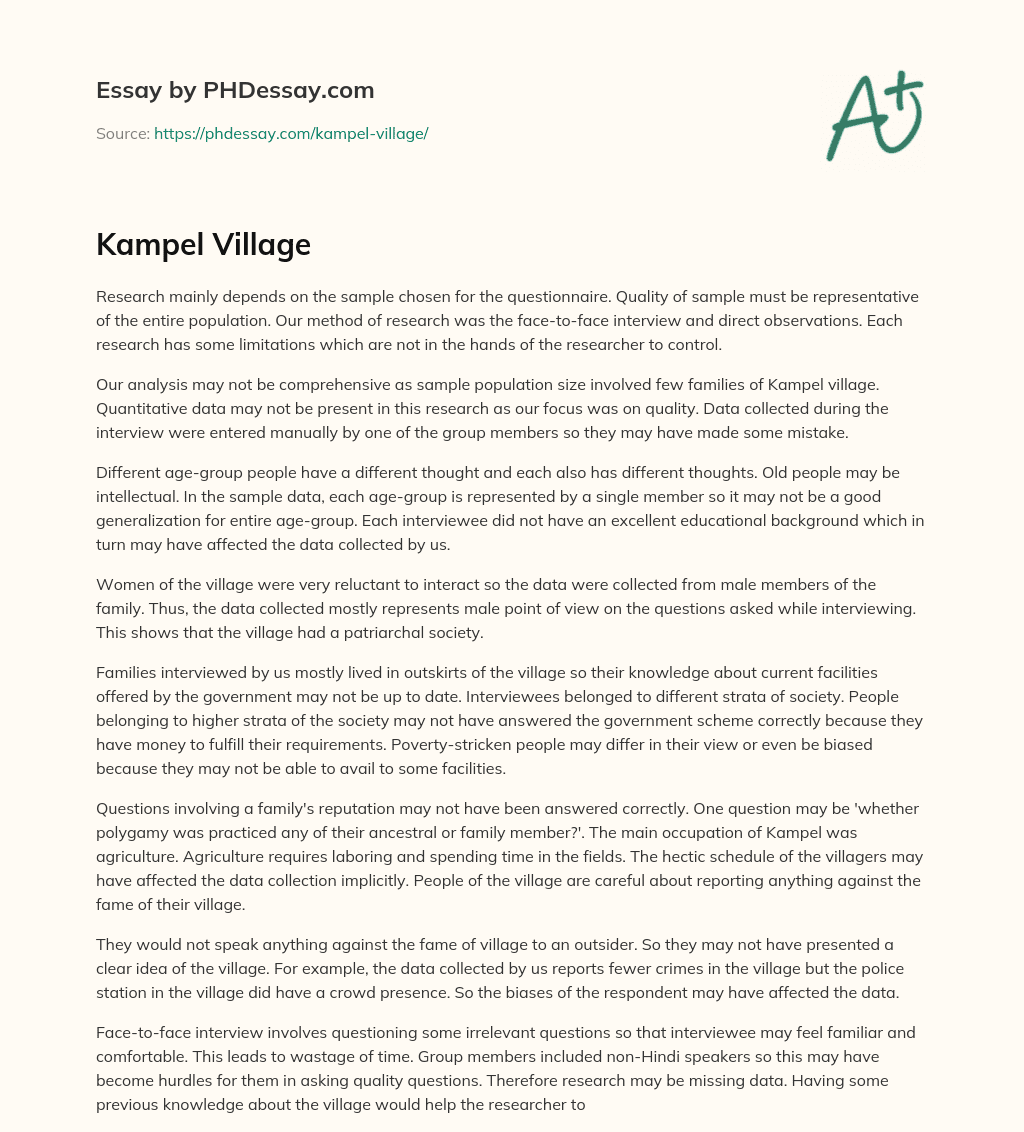 Kampel Village essay