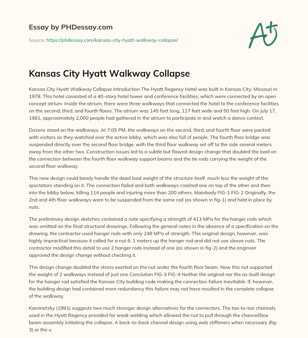 Kansas City Hyatt Walkway Collapse essay