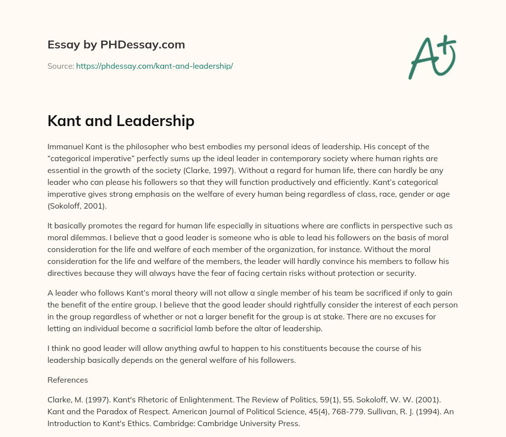Kant and Leadership essay