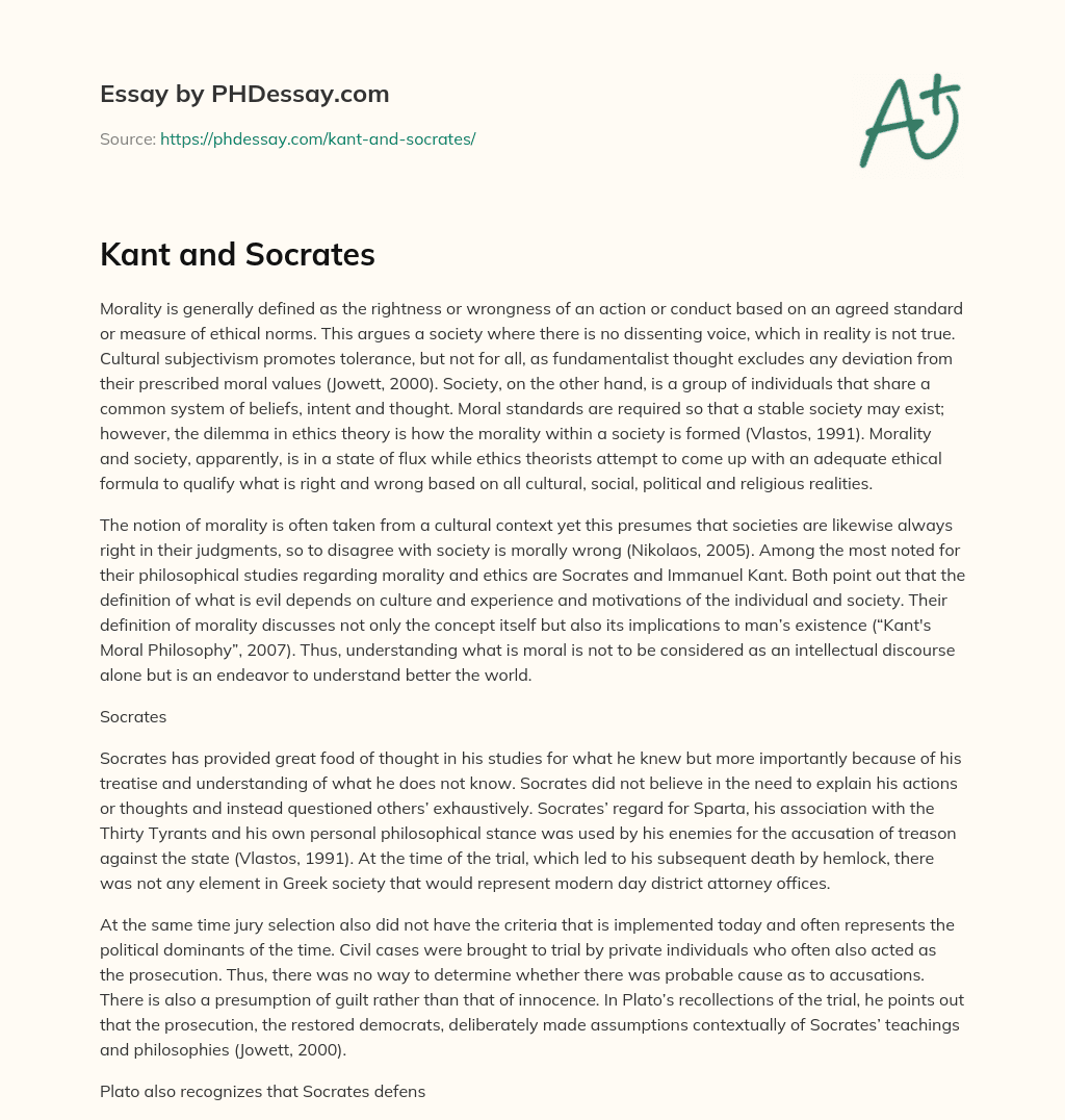 Kant and Socrates essay