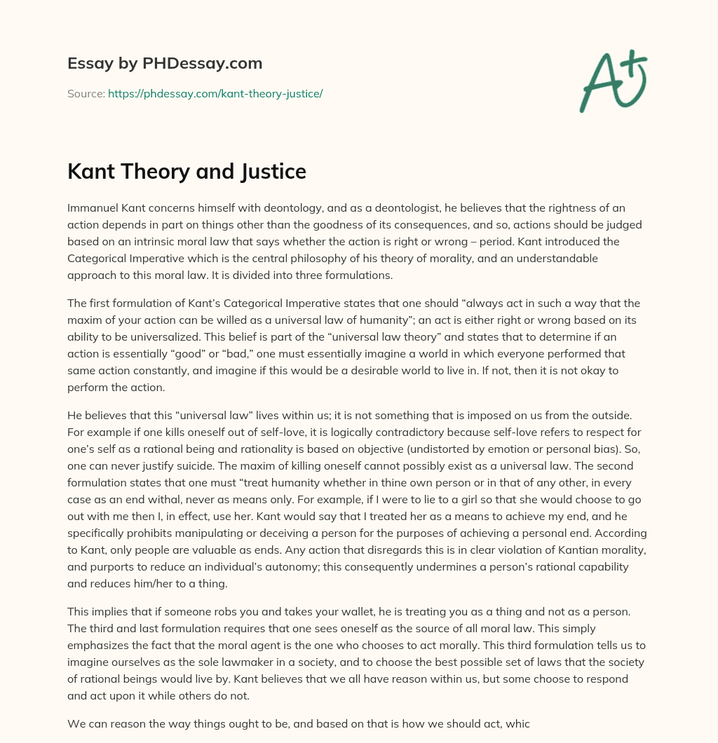 kant's philosophy on justice and fairness essay