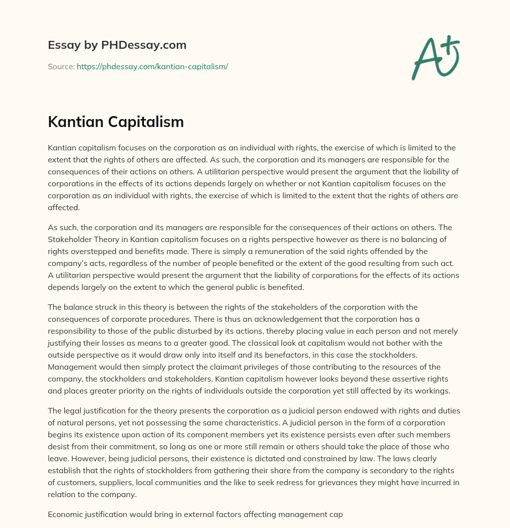 Kantian Capitalism essay
