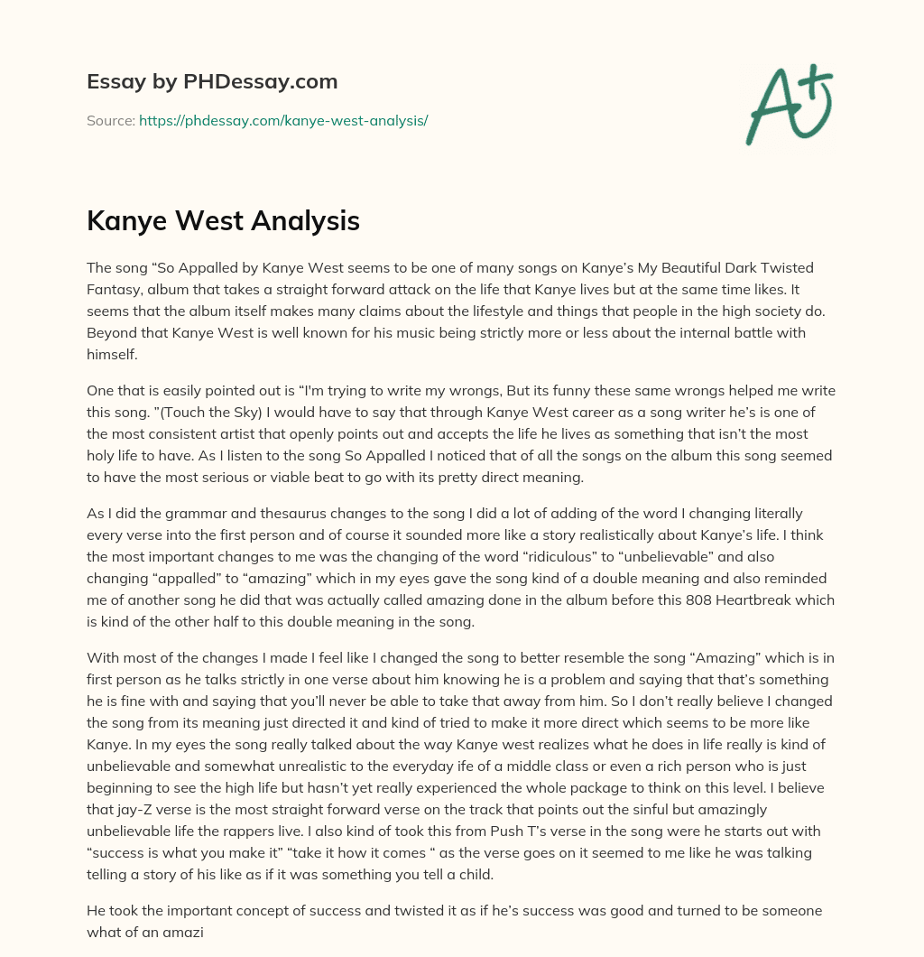 Kanye West Analysis essay