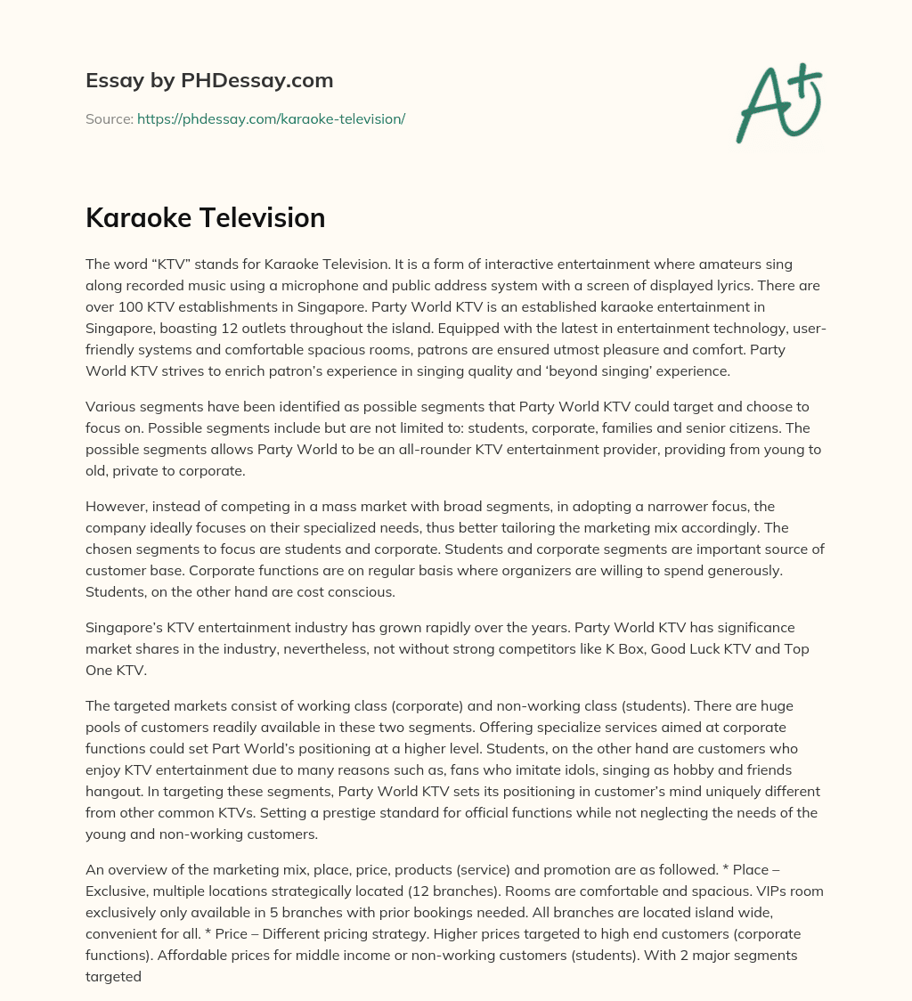 Karaoke Television essay