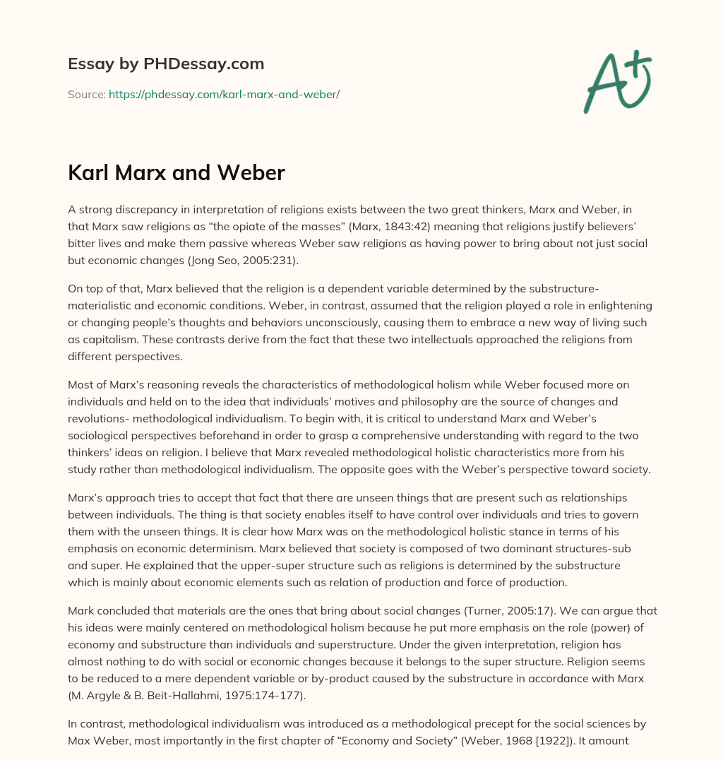 Karl Marx and Weber essay