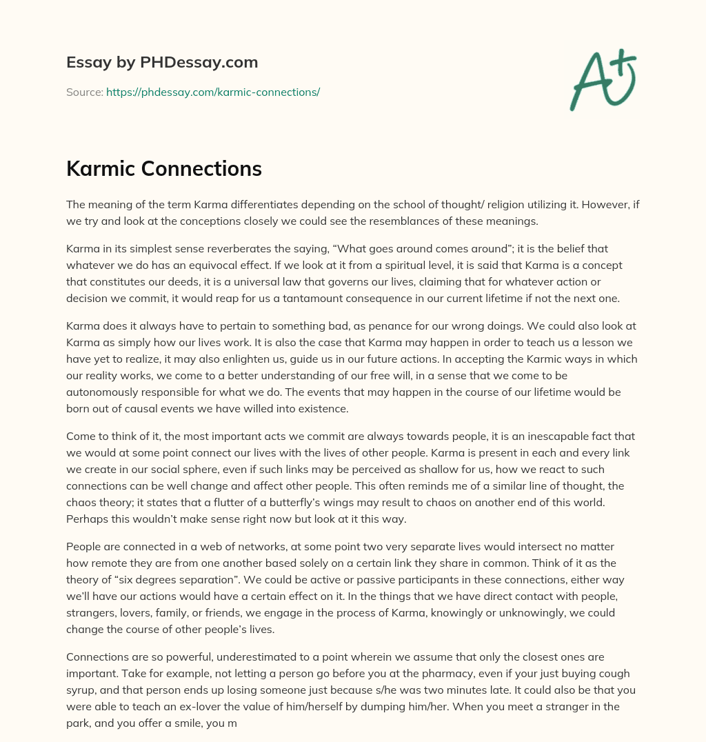 Karmic Connections essay