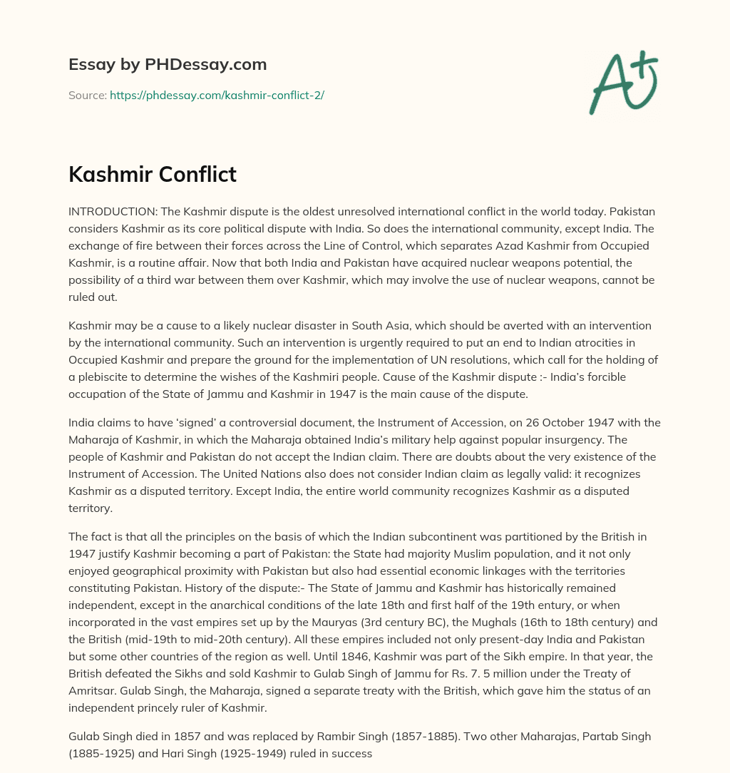 Kashmir Conflict essay