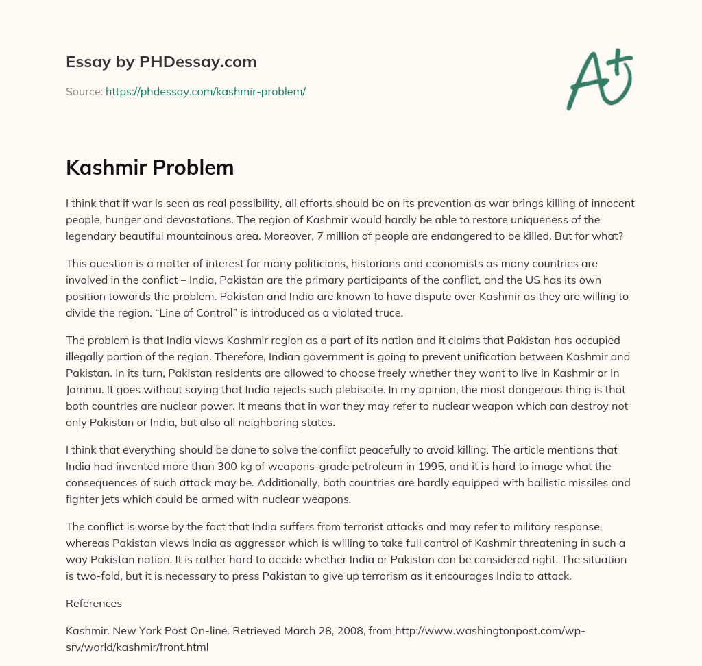Kashmir Problem essay