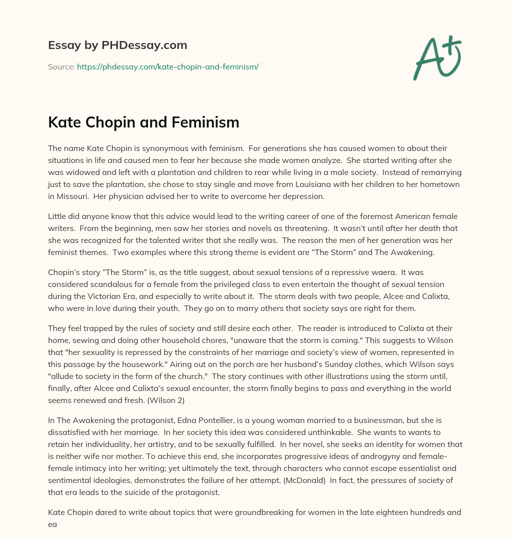 Kate Chopin and Feminism essay