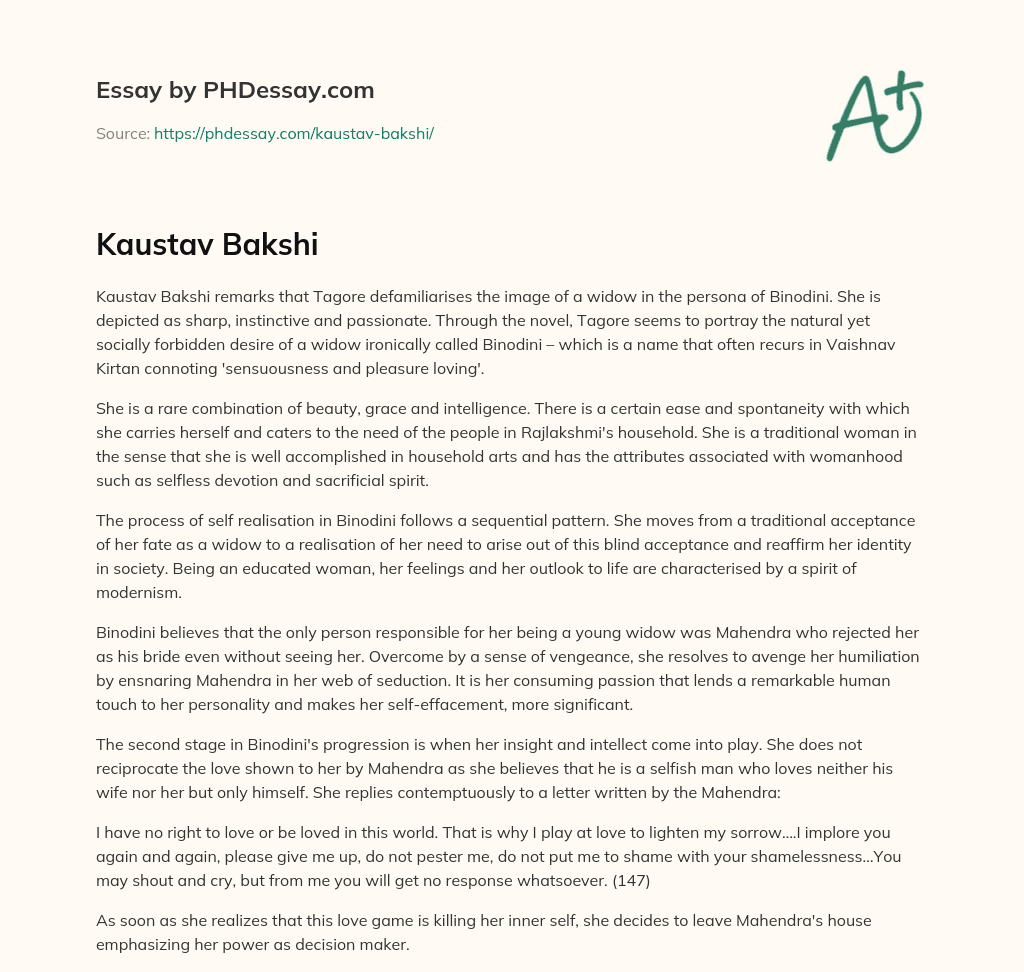 Kaustav Bakshi essay