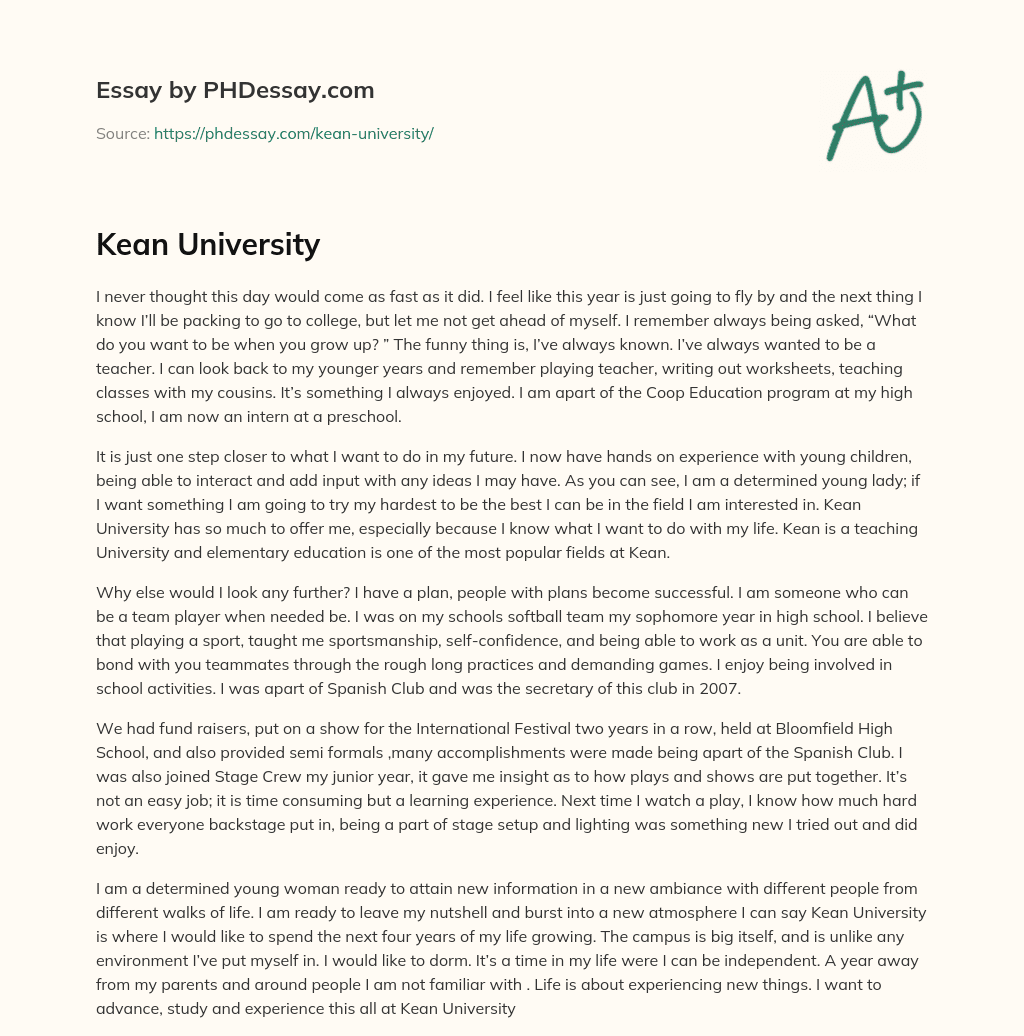 Kean University essay