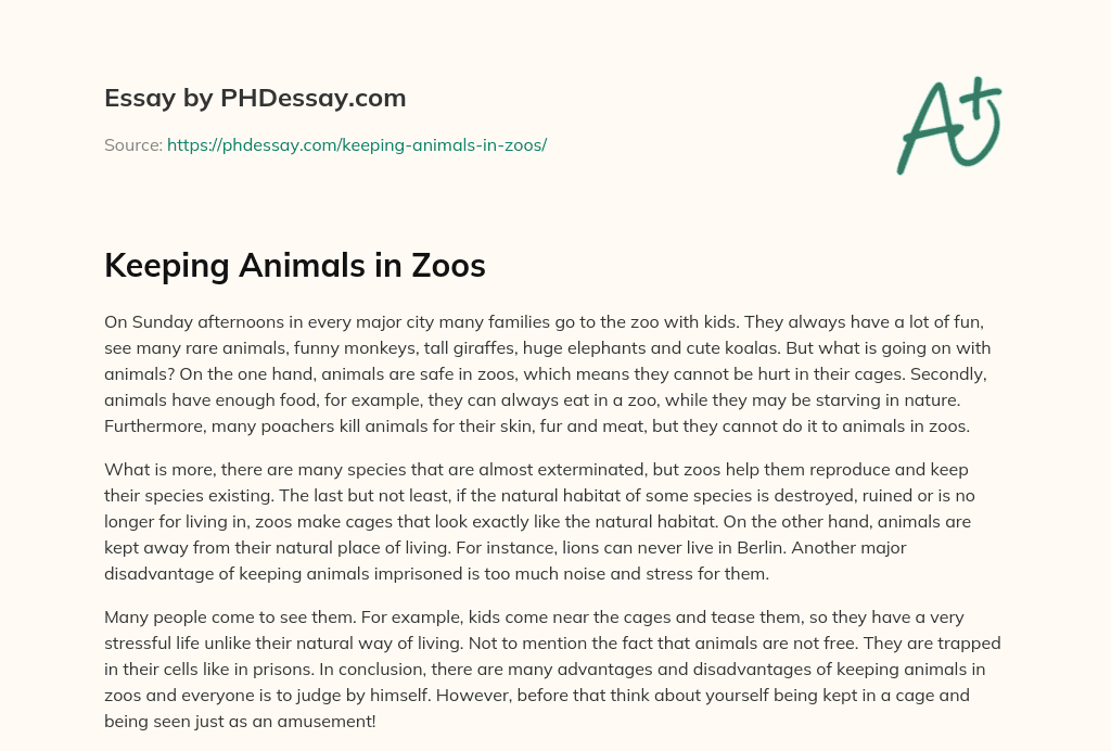 for and against essay of zoos