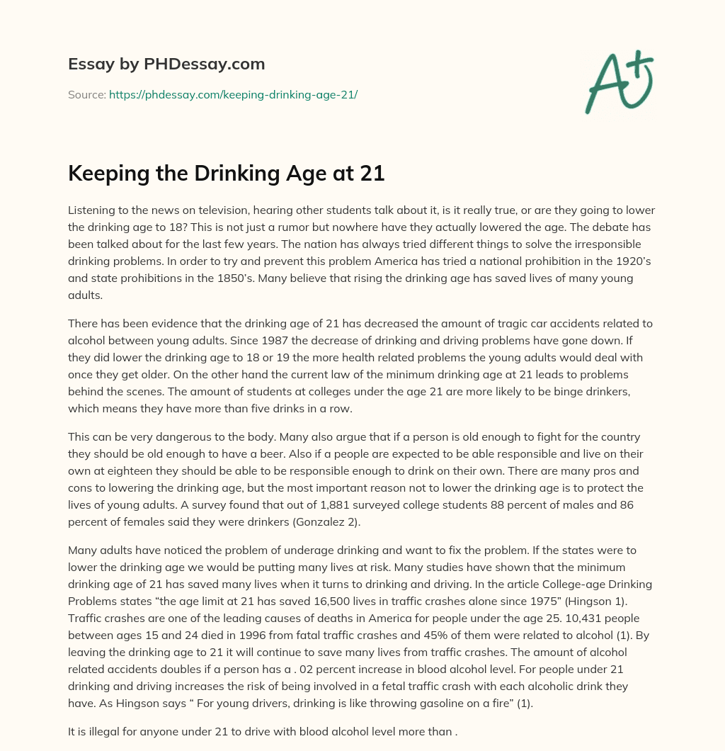 research paper on drinking age