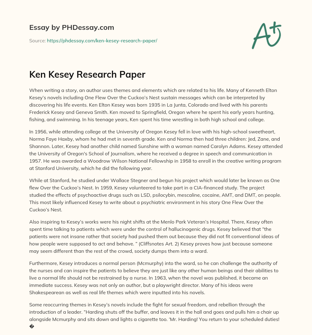 Ken Kesey Research Paper essay
