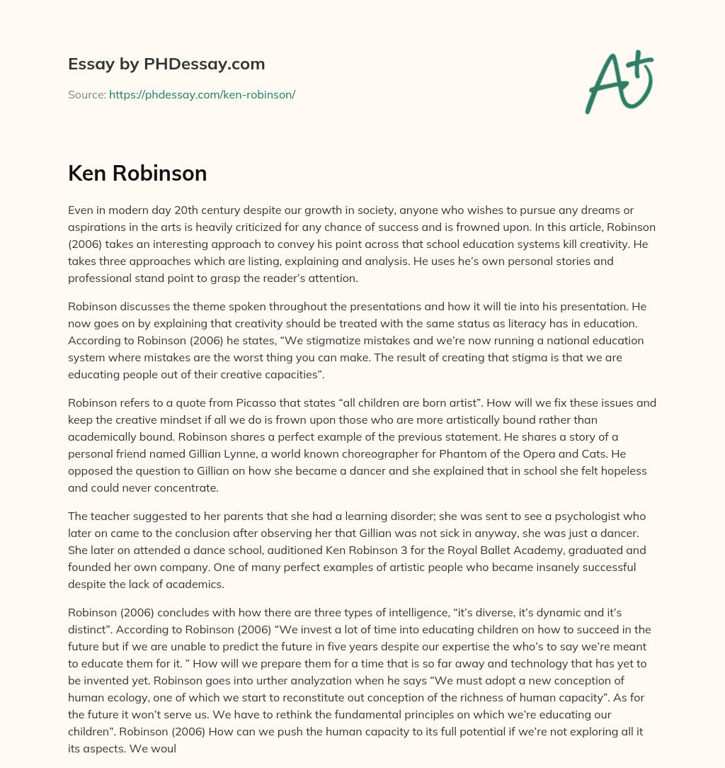 Ken Robinson essay