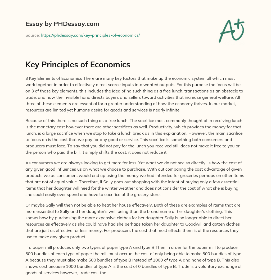 Key Principles of Economics essay