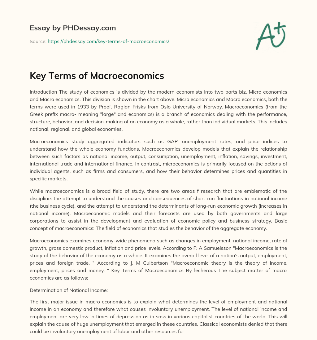 Key Terms of Macroeconomics essay
