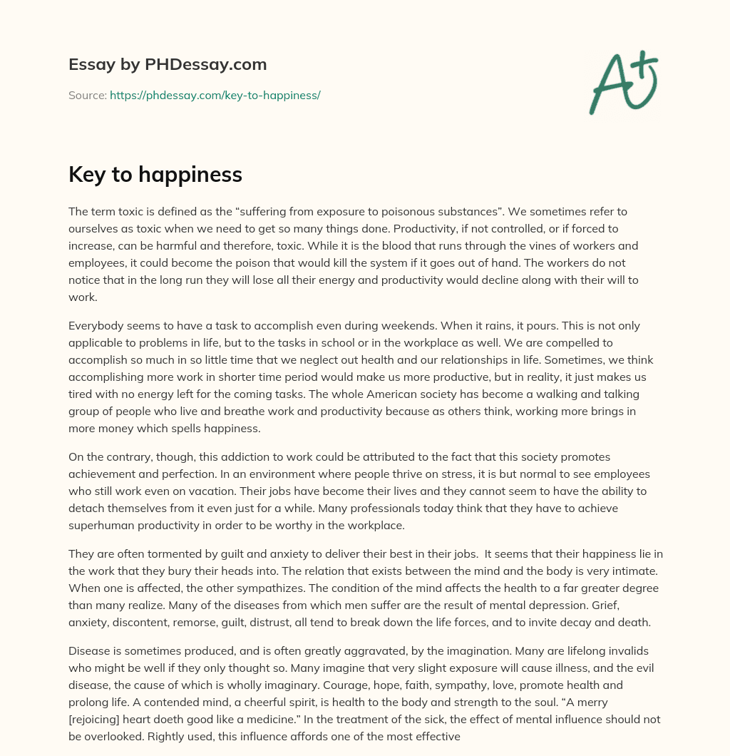 Key to happiness essay
