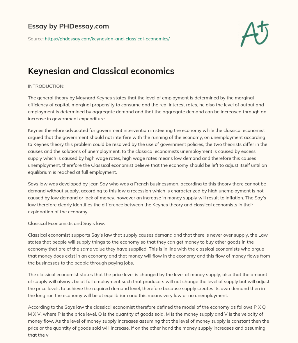 keynesian economics essay questions