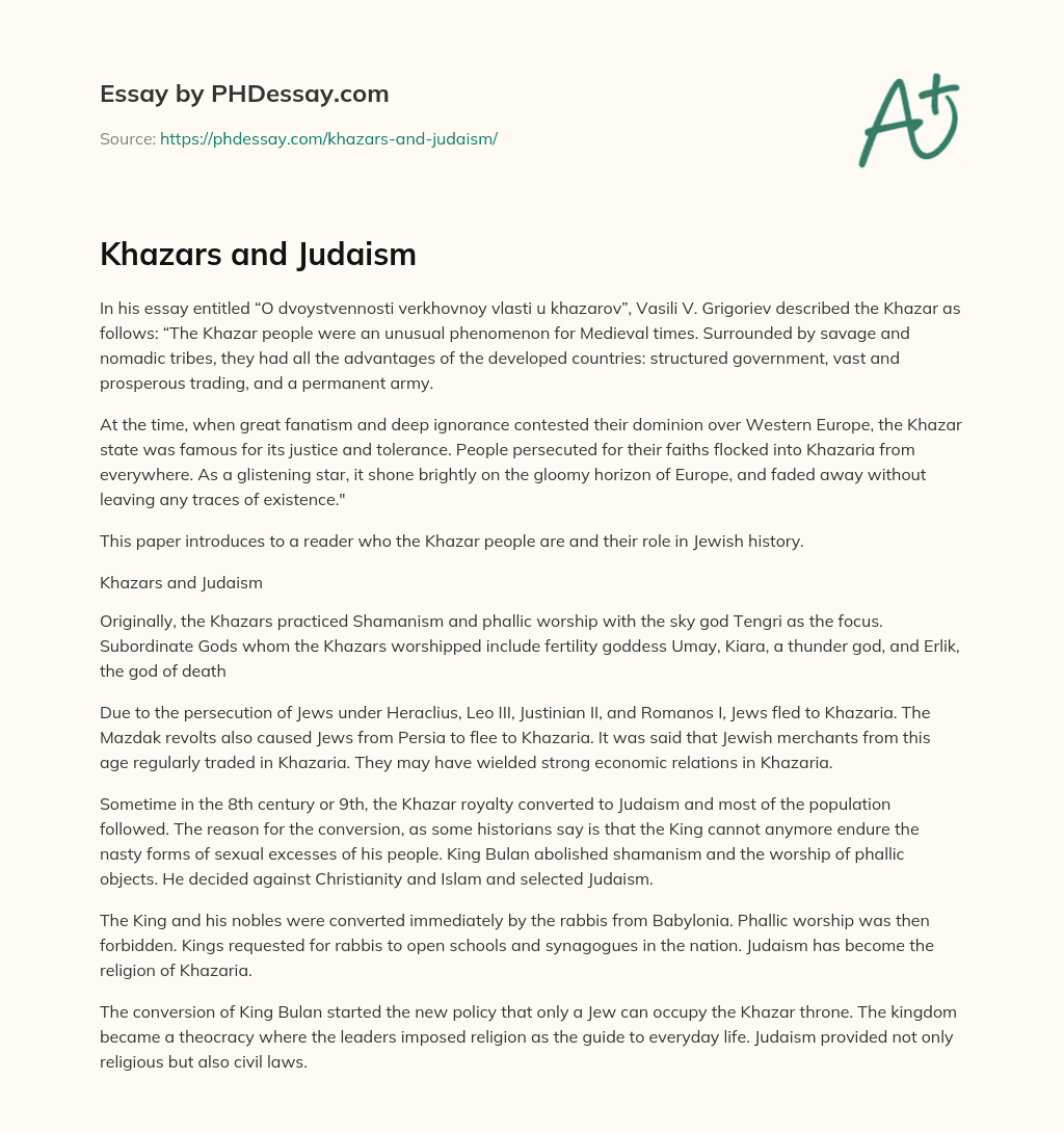 Khazars and Judaism essay