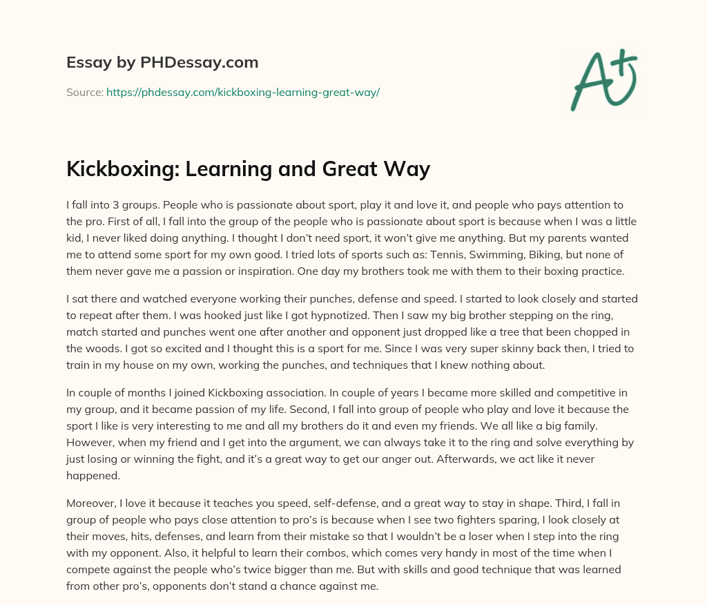 Kickboxing: Learning and Great Way essay