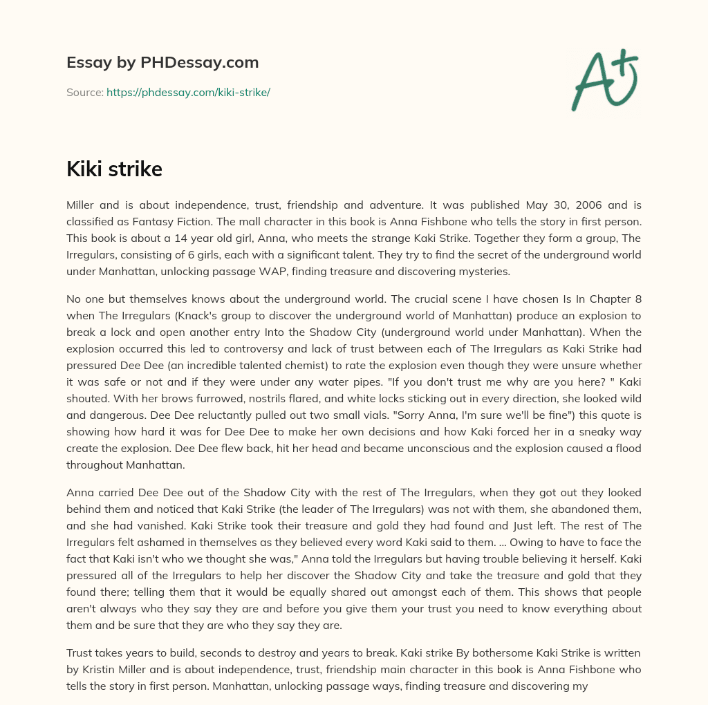 Kaki Strike’s Betrayal and the Adventures of The Irregulars in the Underground World of Manhattan essay