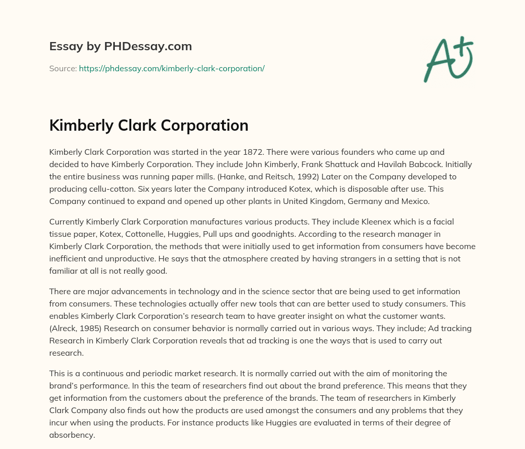 Kimberly Clark Corporation essay