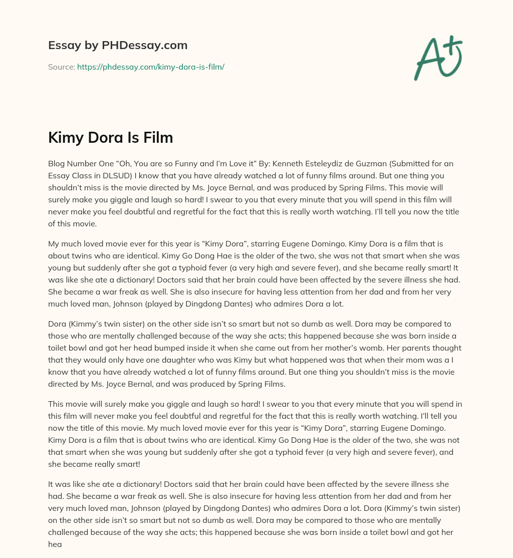 Kimy Dora Is Film essay