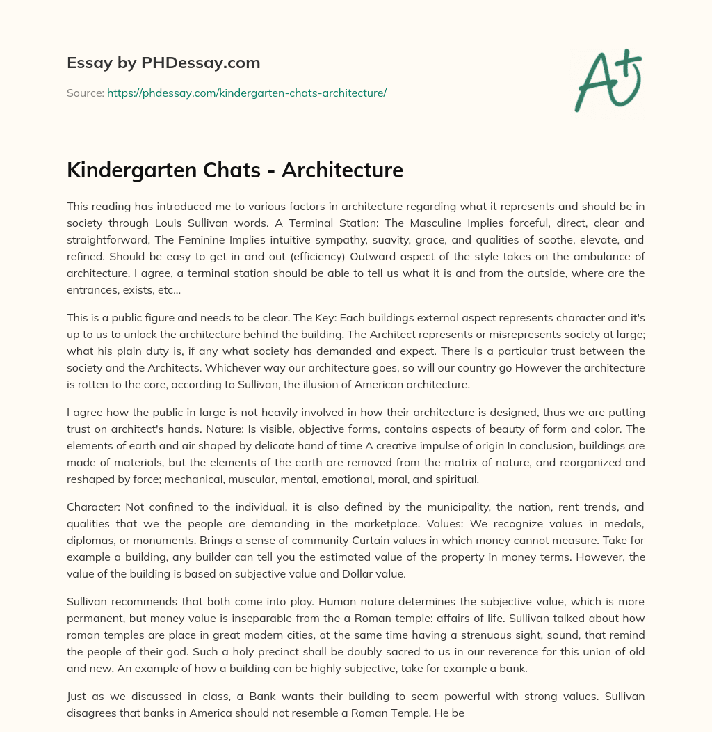 Kindergarten Chats – Architecture essay