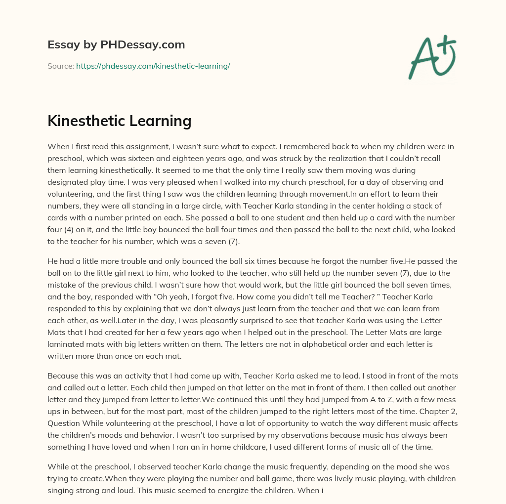 Kinesthetic Learning essay