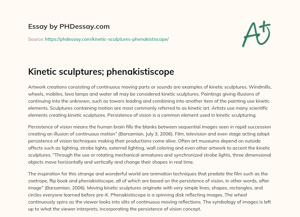Kinetic sculptures; phenakistiscope essay