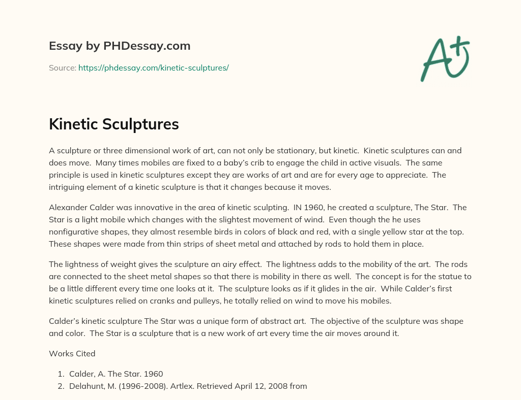 Sculptures Paper Example (300 Words)