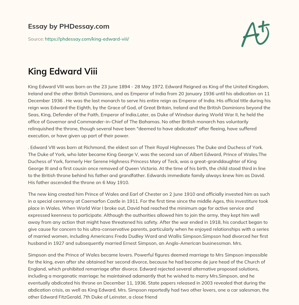 King Edward Viii essay