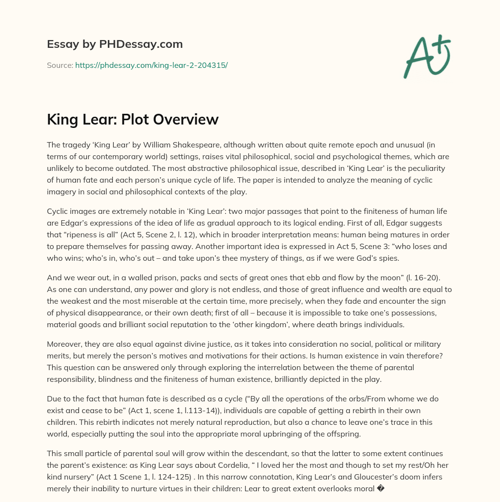 King Lear: Plot Overview essay