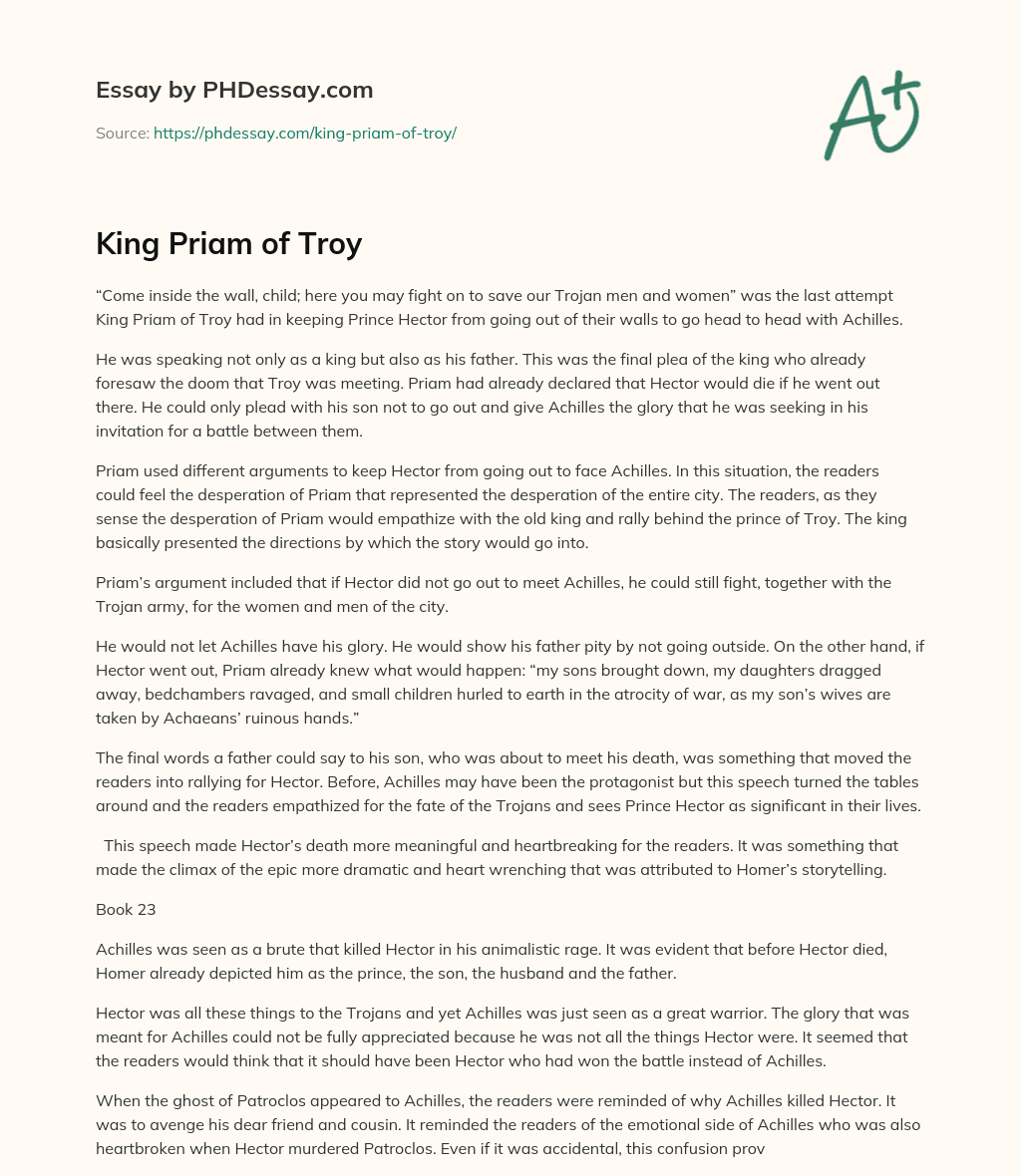 King Priam of Troy essay