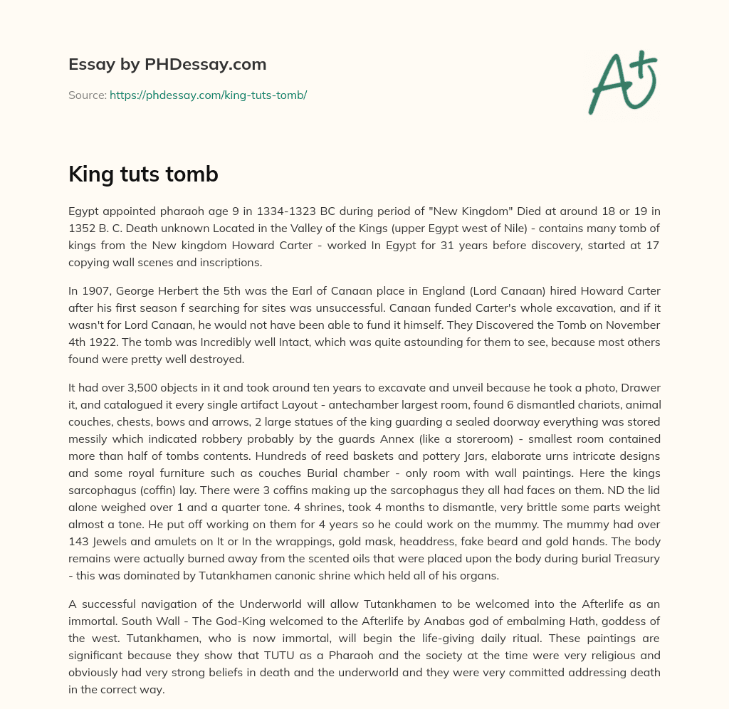 King tuts tomb essay