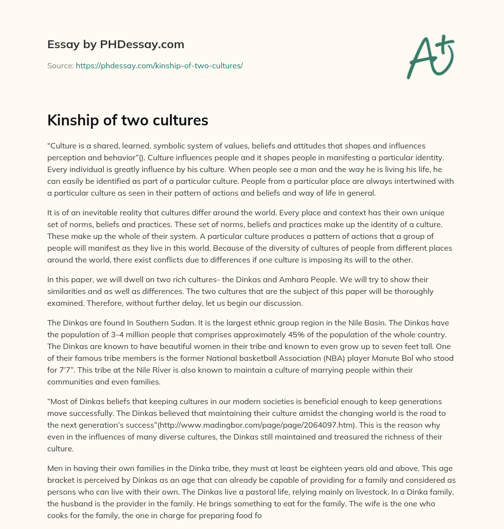 Kinship of two cultures essay