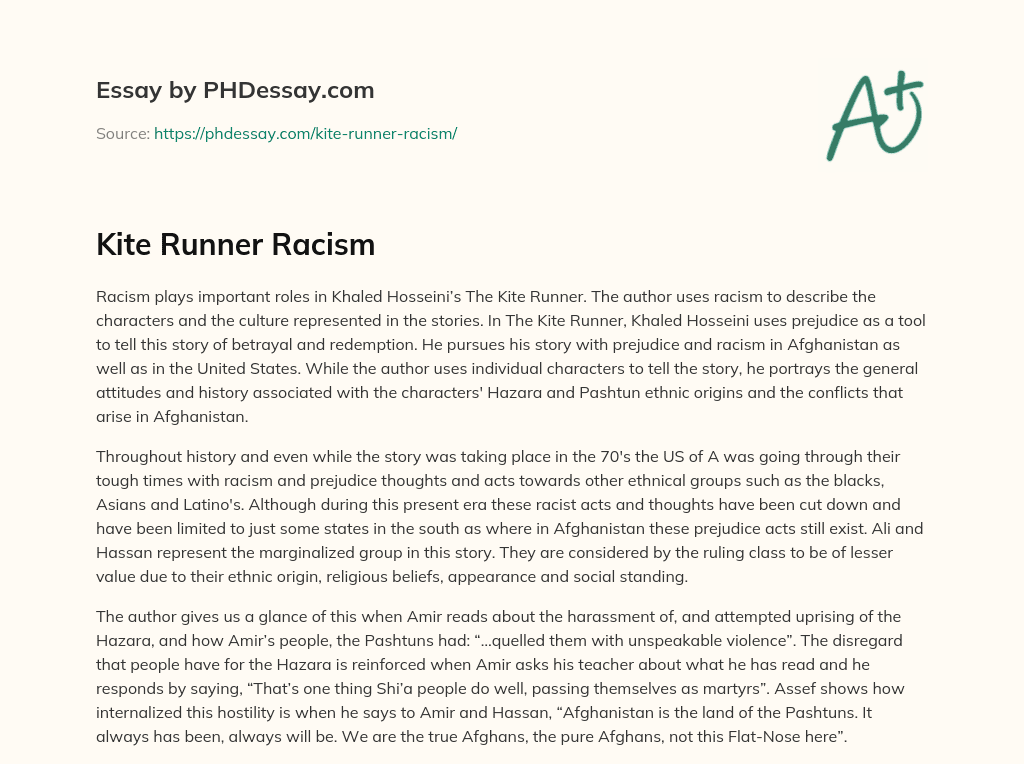 Kite Runner Racism essay