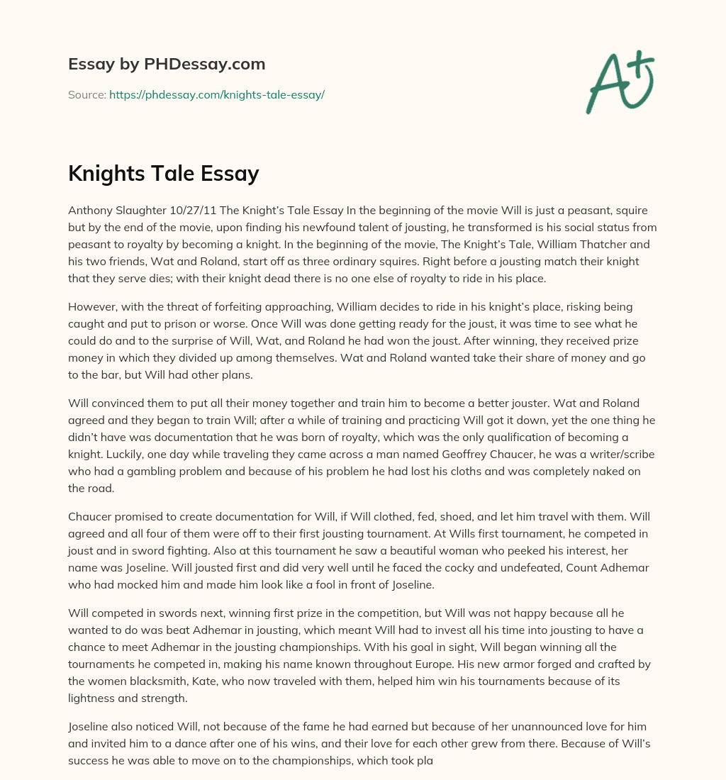 Knights Tale Essay essay