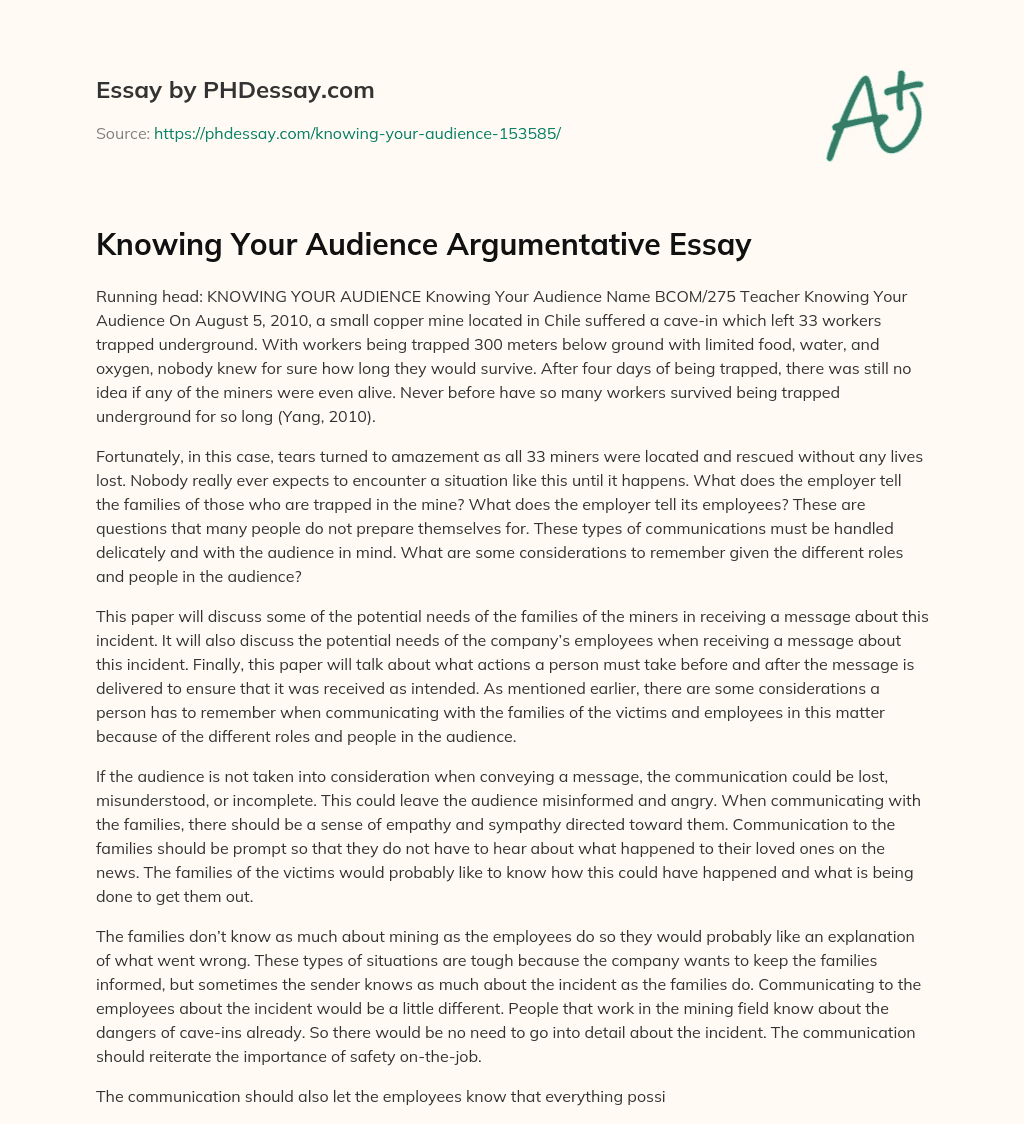 Knowing Your Audience Argumentative Essay essay