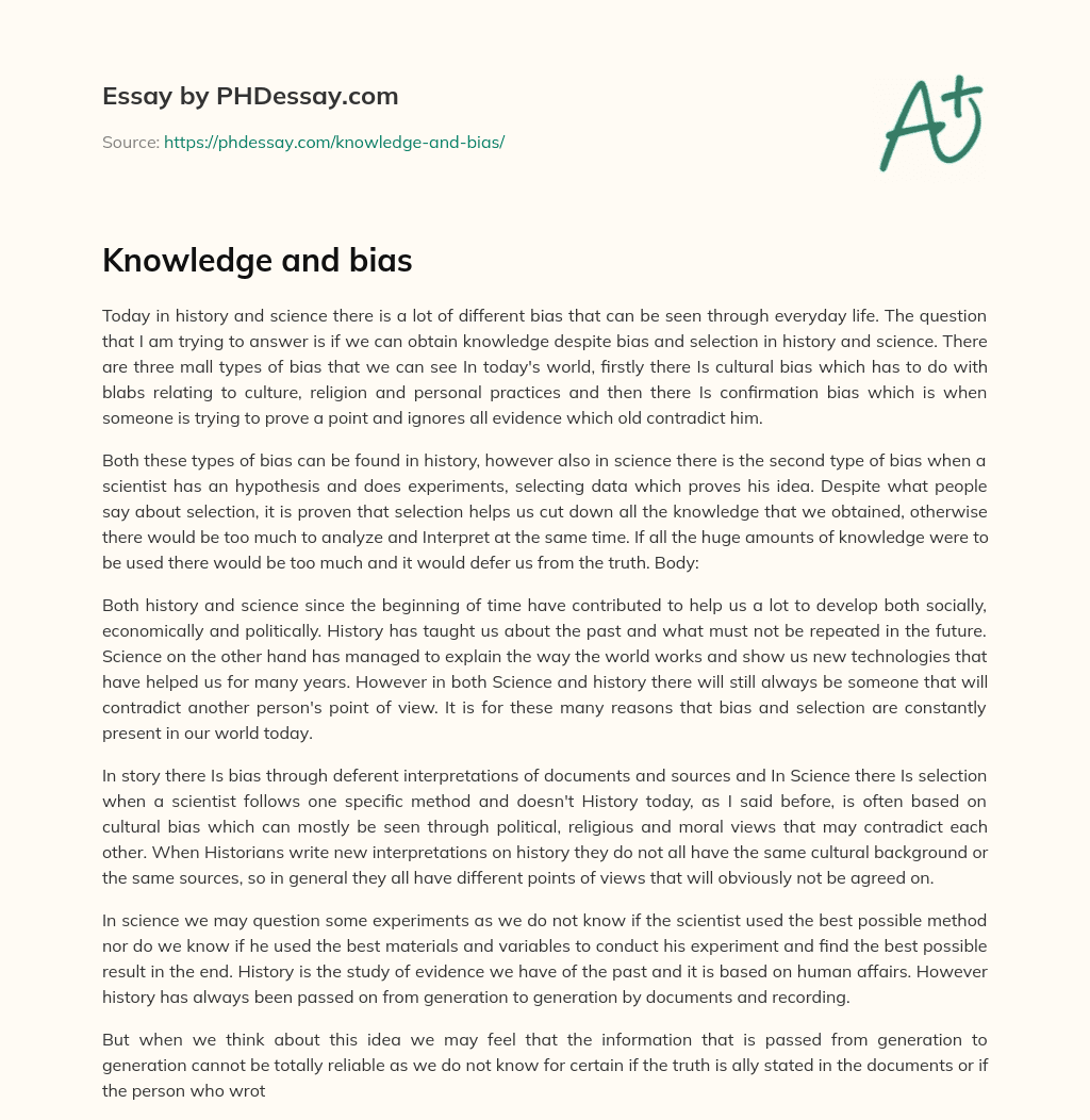 Knowledge and bias essay