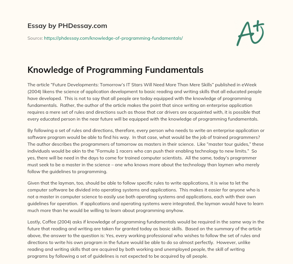 essay on software programming