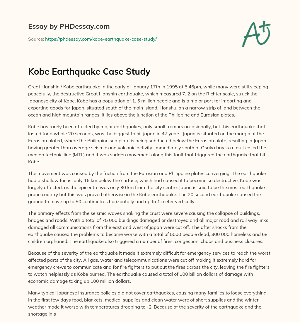 Kobe Earthquake Case Study essay
