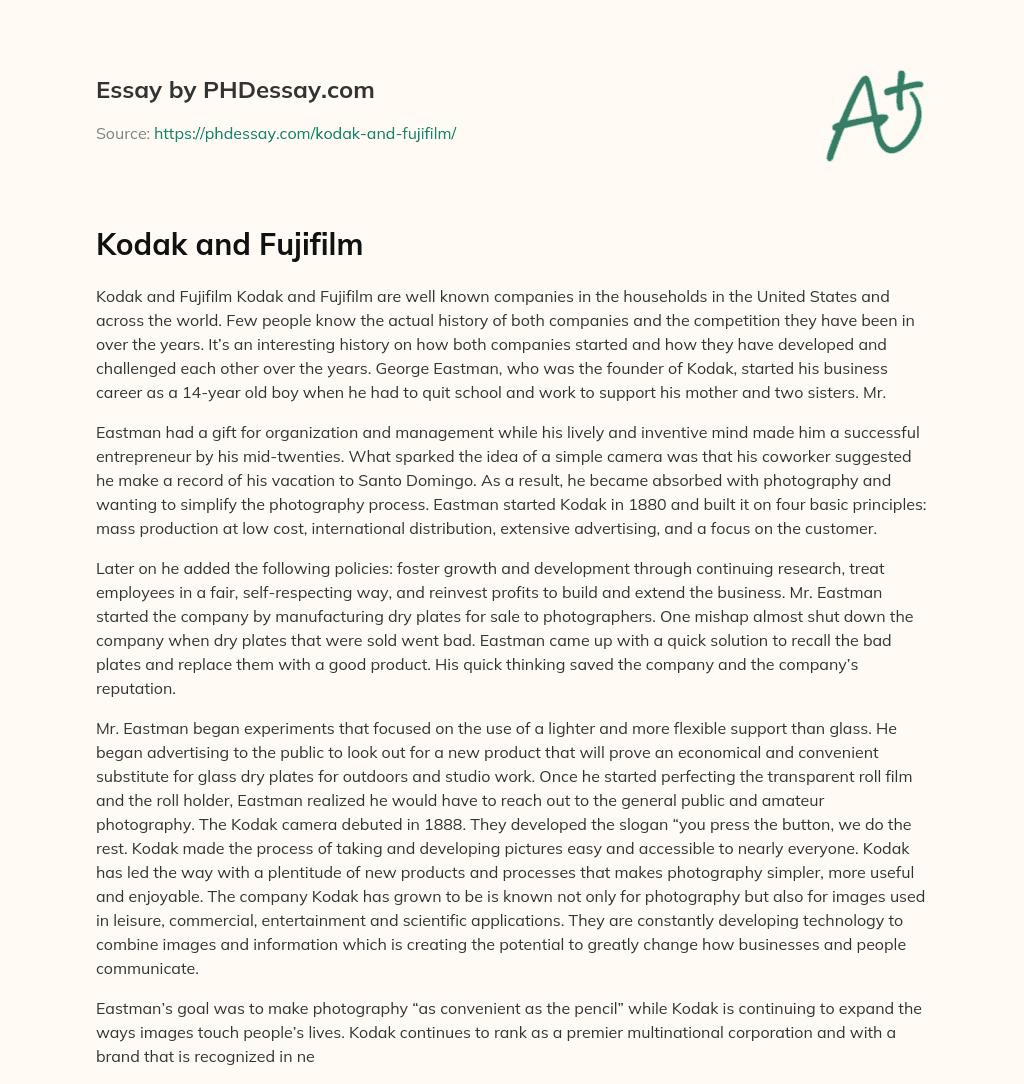 Kodak and Fujifilm essay