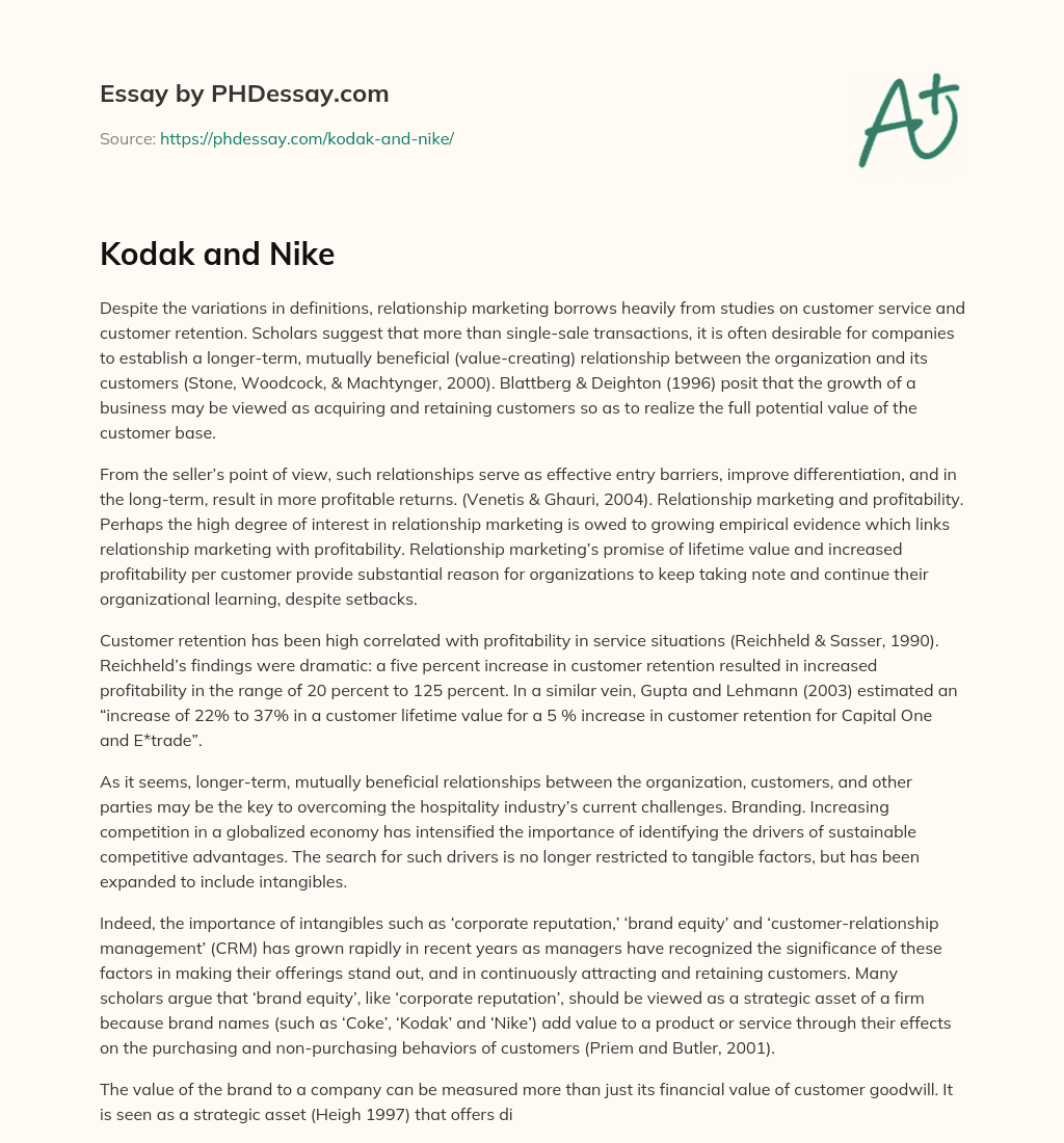 Kodak and Nike essay