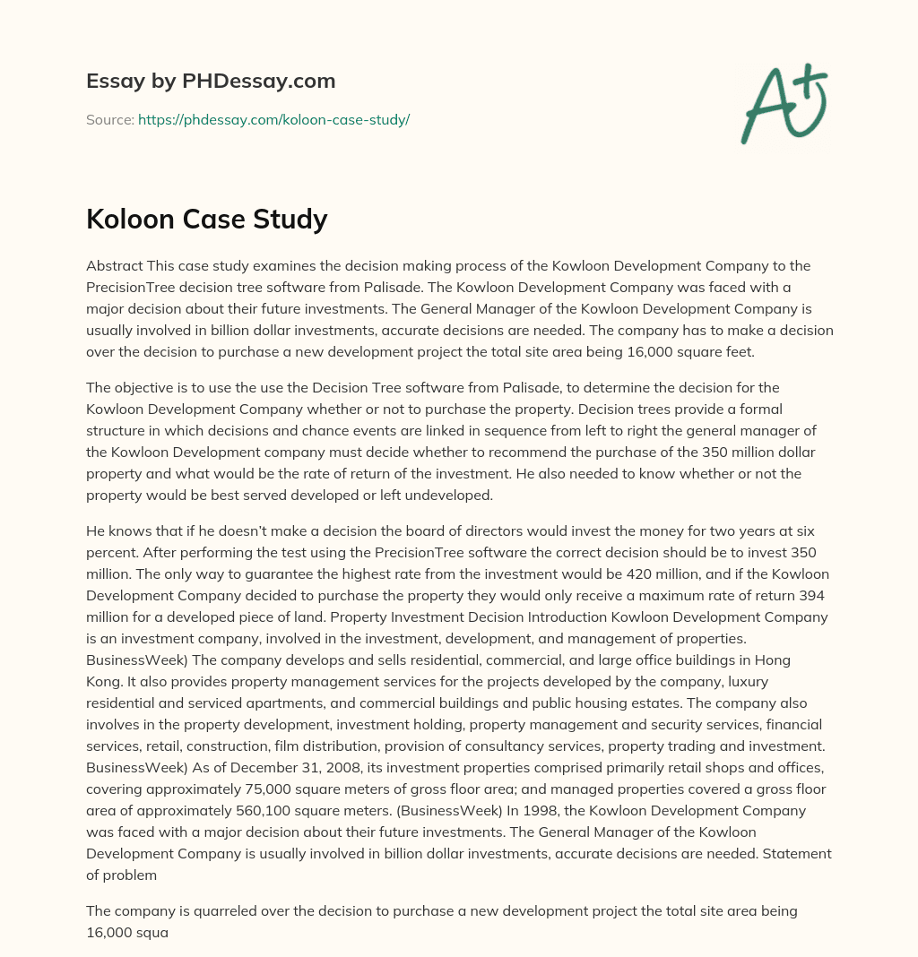 Koloon Case Study essay