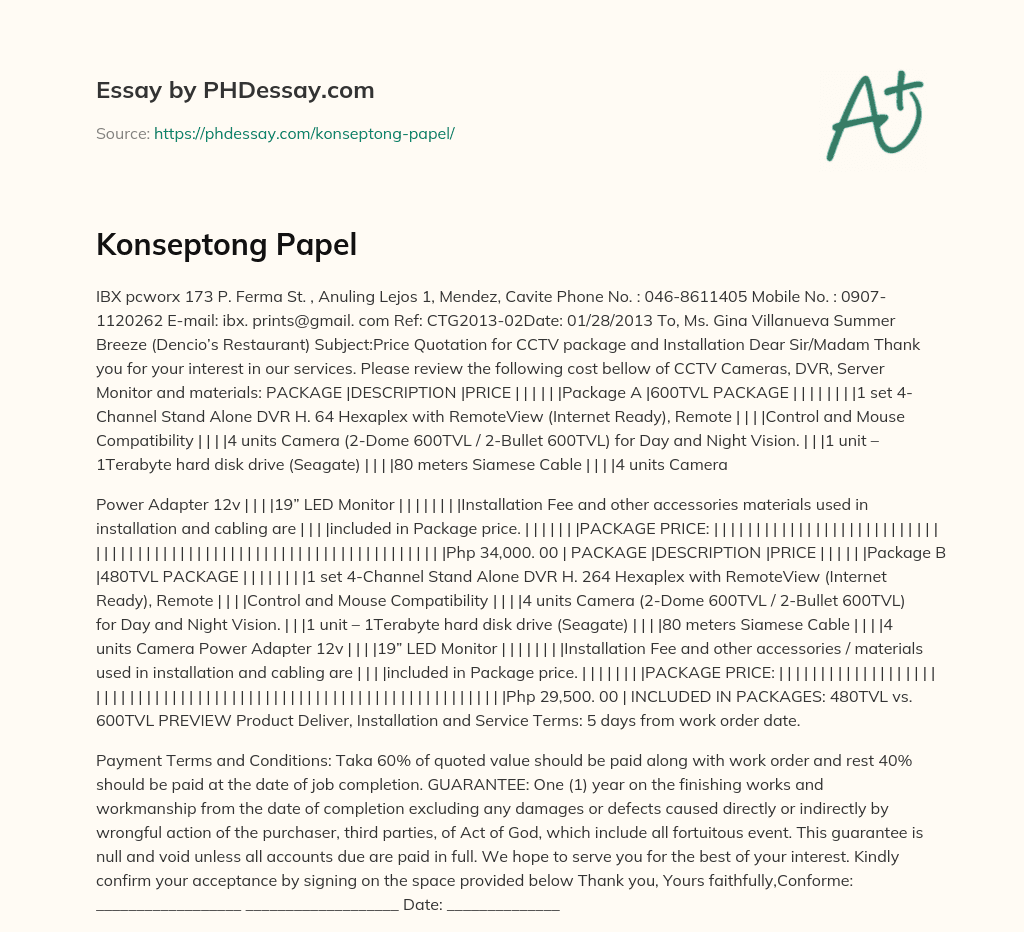 Konseptong Papel essay