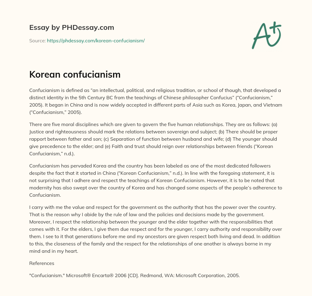 Korean confucianism essay