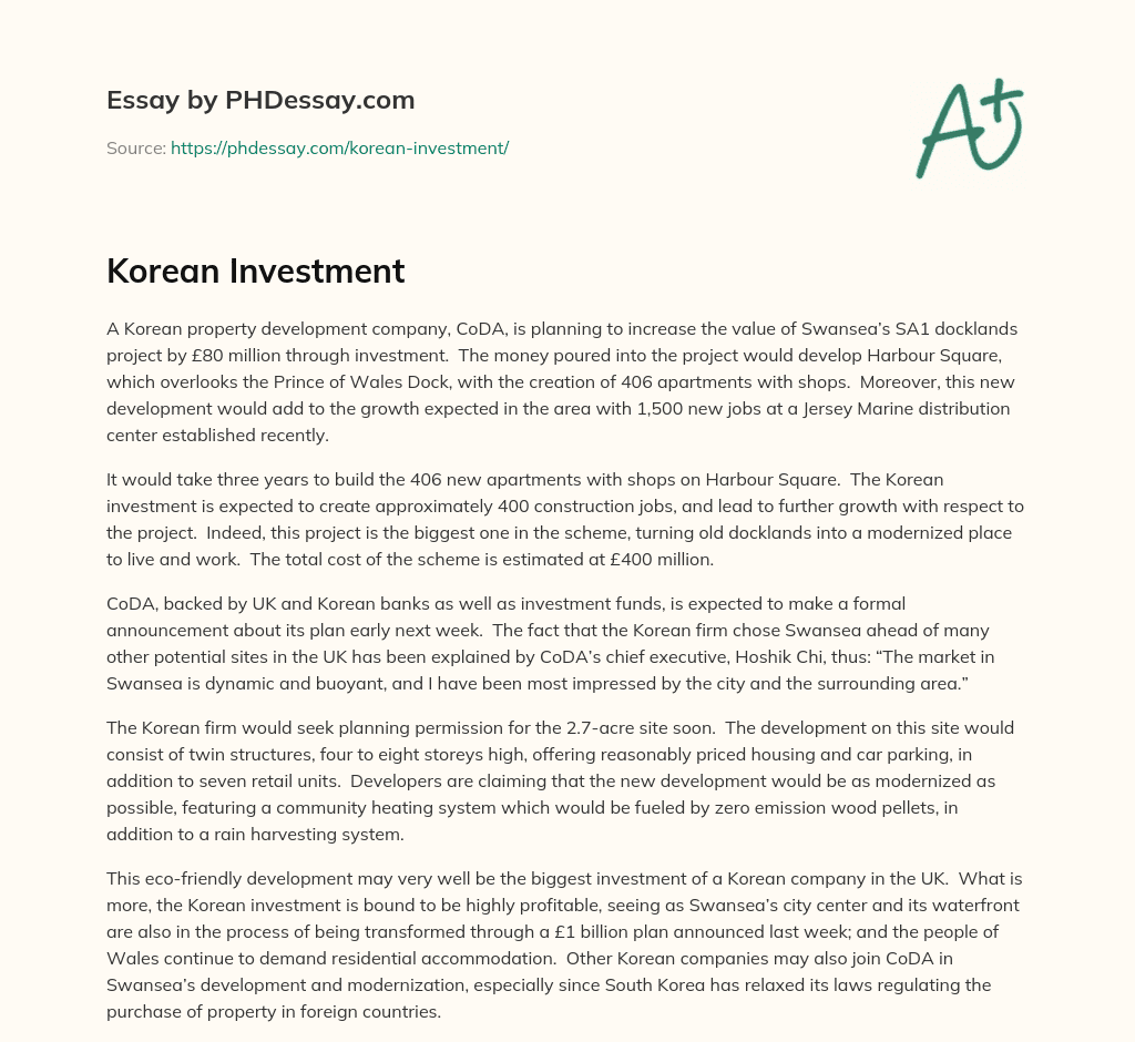 Korean Investment essay